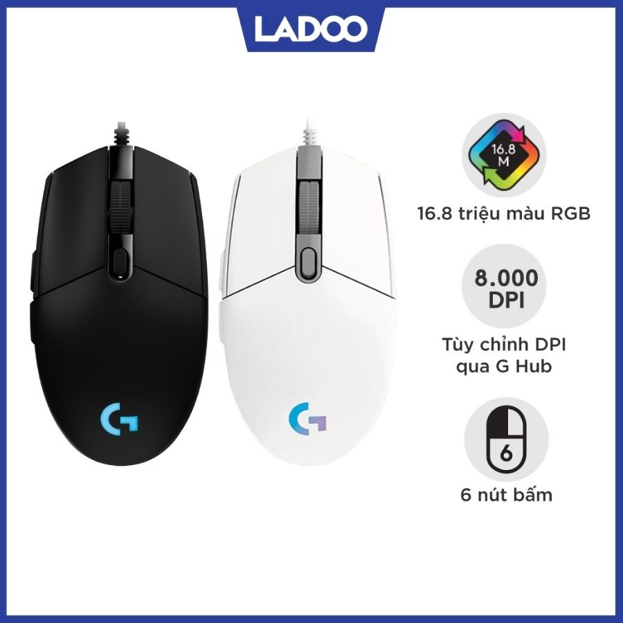 Chuột Game Có Dây Logitech G102 Lightsync Tùy Chỉnh RGB, 6 Nút Lập Trình - Bảo Hành Chính Hãng 24 Tháng