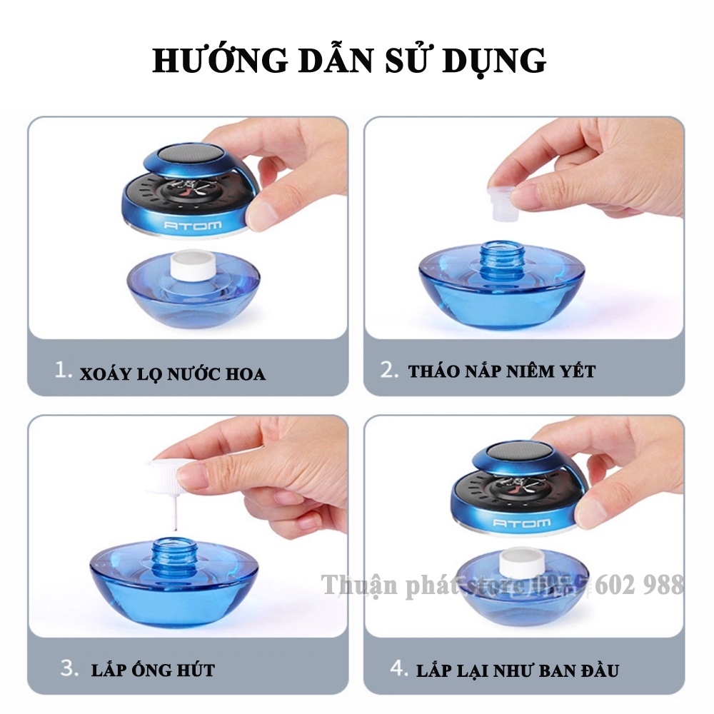 Nước hoa ô tô Atom chính hãng cao cấp cánh quạt quay bằng năng lượng mặt trời,chiết suất hoàn toàn từ thiên nhiên