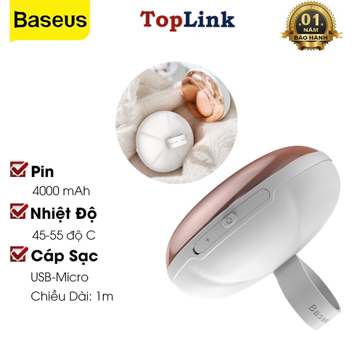 Máy Sưởi Làm Nóng Mini Baseus Dụng Cụ Giữ Ấm Cầm Tay Tiện Dụng Kiêm Pin Sạc Dự Phòng 4000mah - TopLink