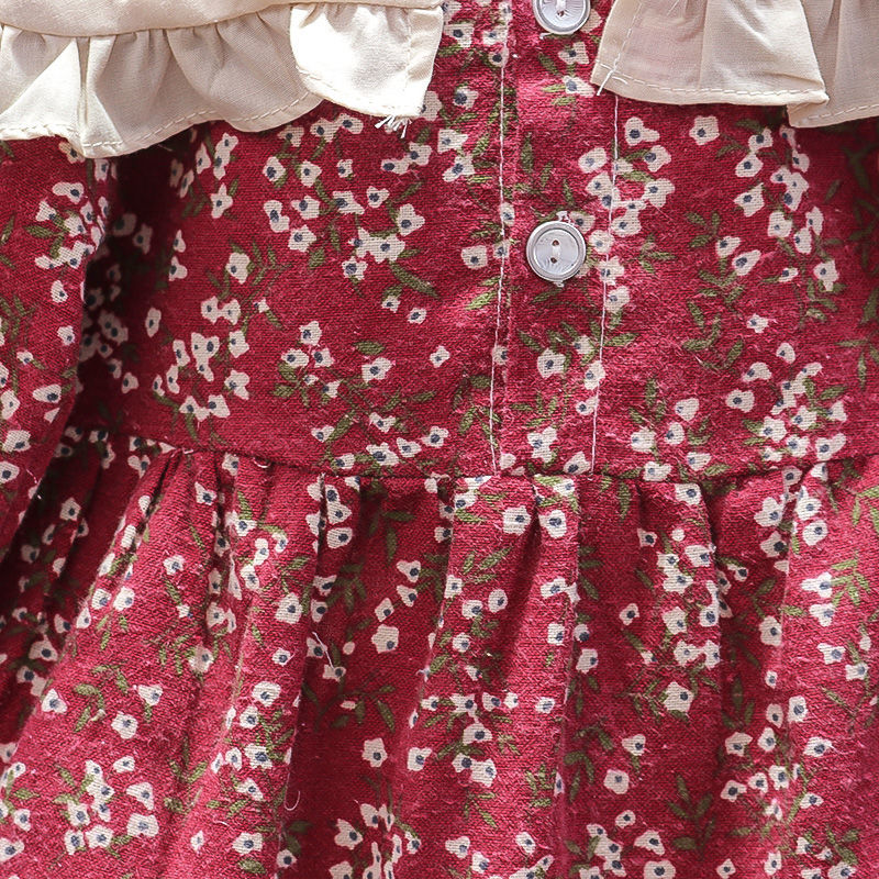 Đầm dài tay  in hoa cho bé gái đáng yêu cho bé 0-4 tuổi