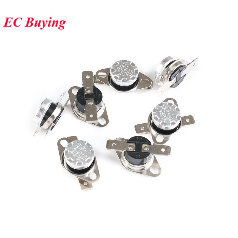 Set 5 Công Tắc Cảm Biến Nhiệt Độ KSD301 250V 10A 16A 40 50 60 70 80 90 100 Chuyên Dụng 110120 130degc