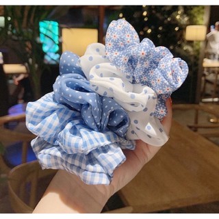 Cột tóc  scrunchies màu xanh tươi mát
