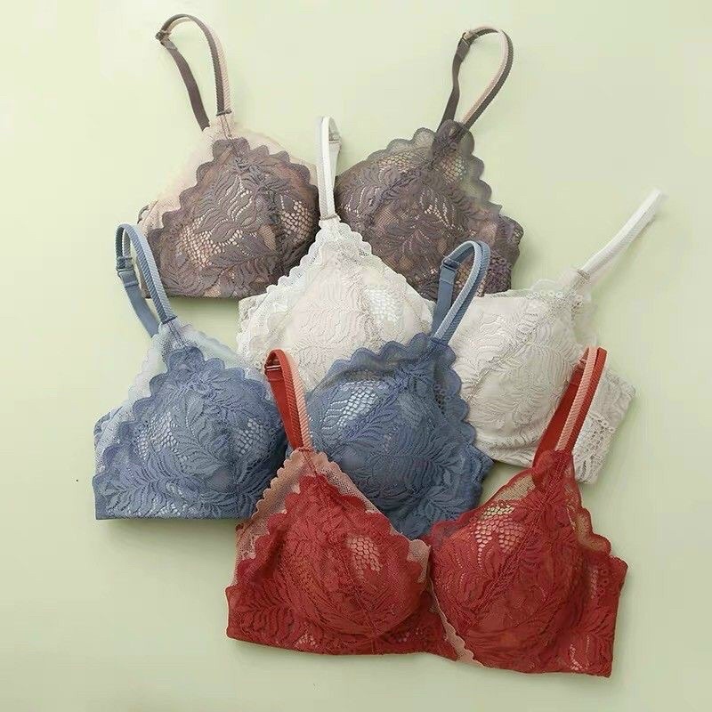 Áo ngực ren lá không gọng  đệm dày nâng ngực cao cấp( bán thêm quần cùng bộ)