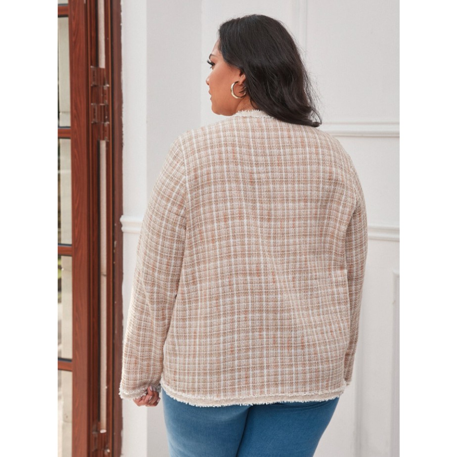 ÁO KHOÁC VẢI TWEED MÀU SÁNG SỌC CARO BIGSIZE TỪ 75-100KG - A106