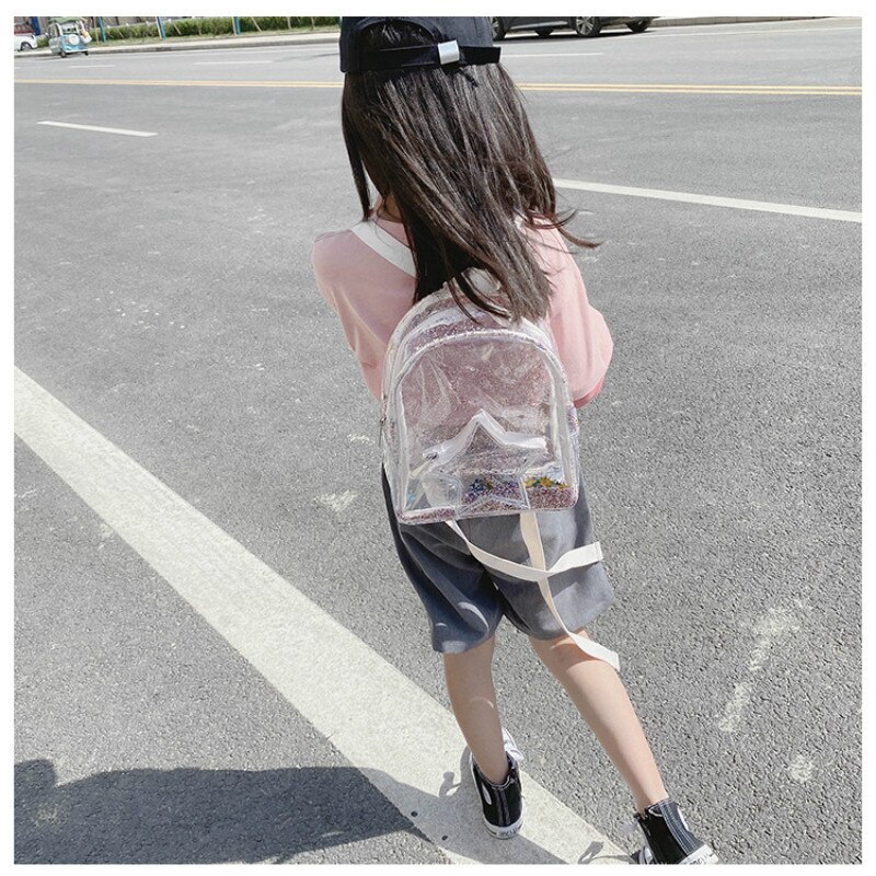 Balo trẻ em JASMIN NOIR có dây xích trong suốt và khóa thời trang