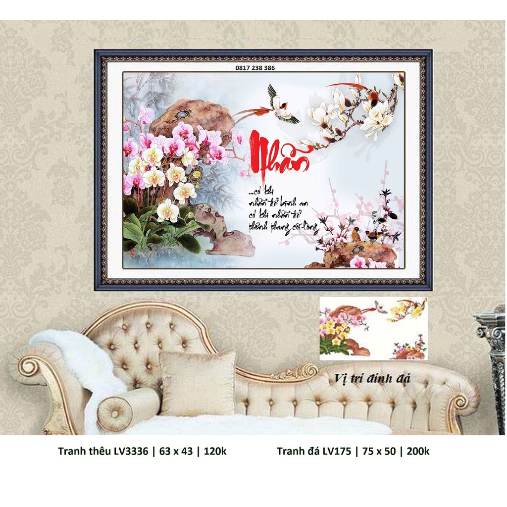 Tranh thêu thư pháp chữ nhẫn Lavender LV3336 , LV3373 , LV3399 , LV3465