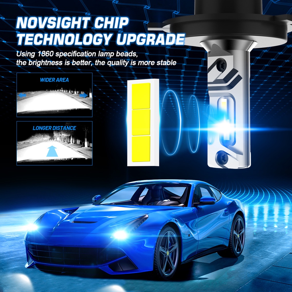 Cặp bóng đèn pha NOVSIGHT N55 H4 20000LM 70W 6500K cho xe hơi tiện dụng