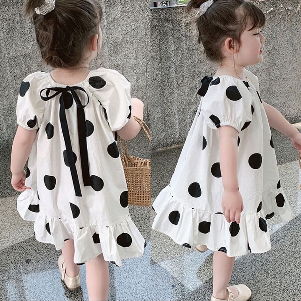 💥💥 HÀNG MỚI VỀ 💥Váy bé gái màu trắng chấm bi đỏ đen cực xinh cho bé từ 1-6 Tuổi