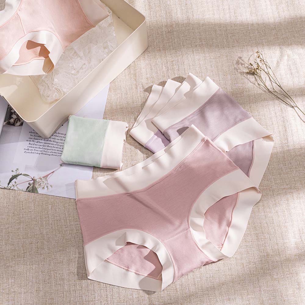 Quần Lót Không Đường May Màu Trơn Mềm Mại Thoáng Khí Dành Cho Nữ