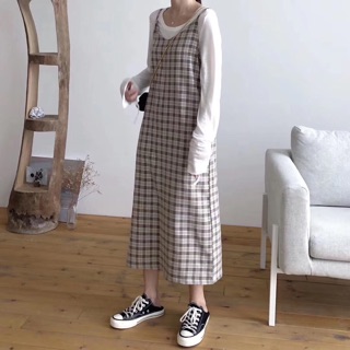 Váy maxi 2 dây kẻ