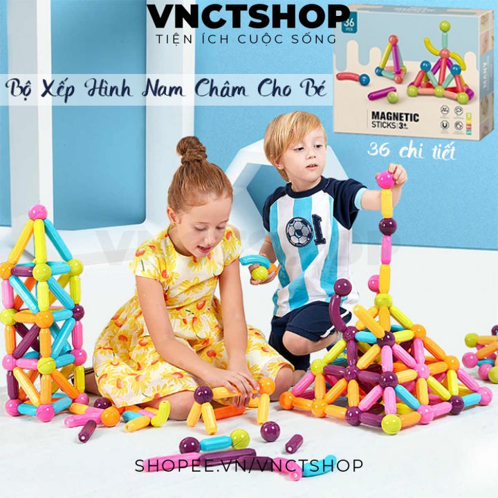 đồ chơi ghép hình nam châm từ tính trẻ em 36 chi tiết