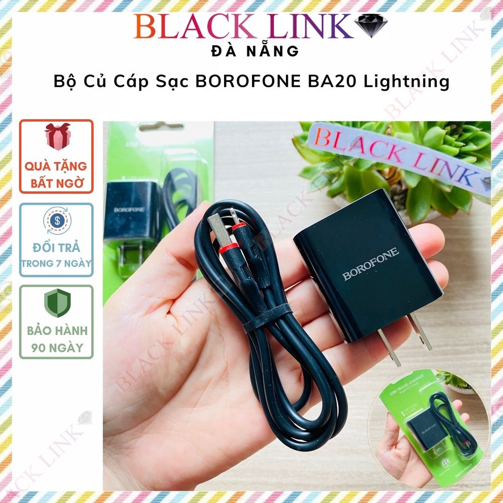 Bộ Củ Cáp Sạc 2.1A BOROFONE BA20A Lightning Chính Hãng Cao Cấp - Cốc Sạc Nhanh Iphone Ipad AirPod Pin Dự Phòng Tai Nghe