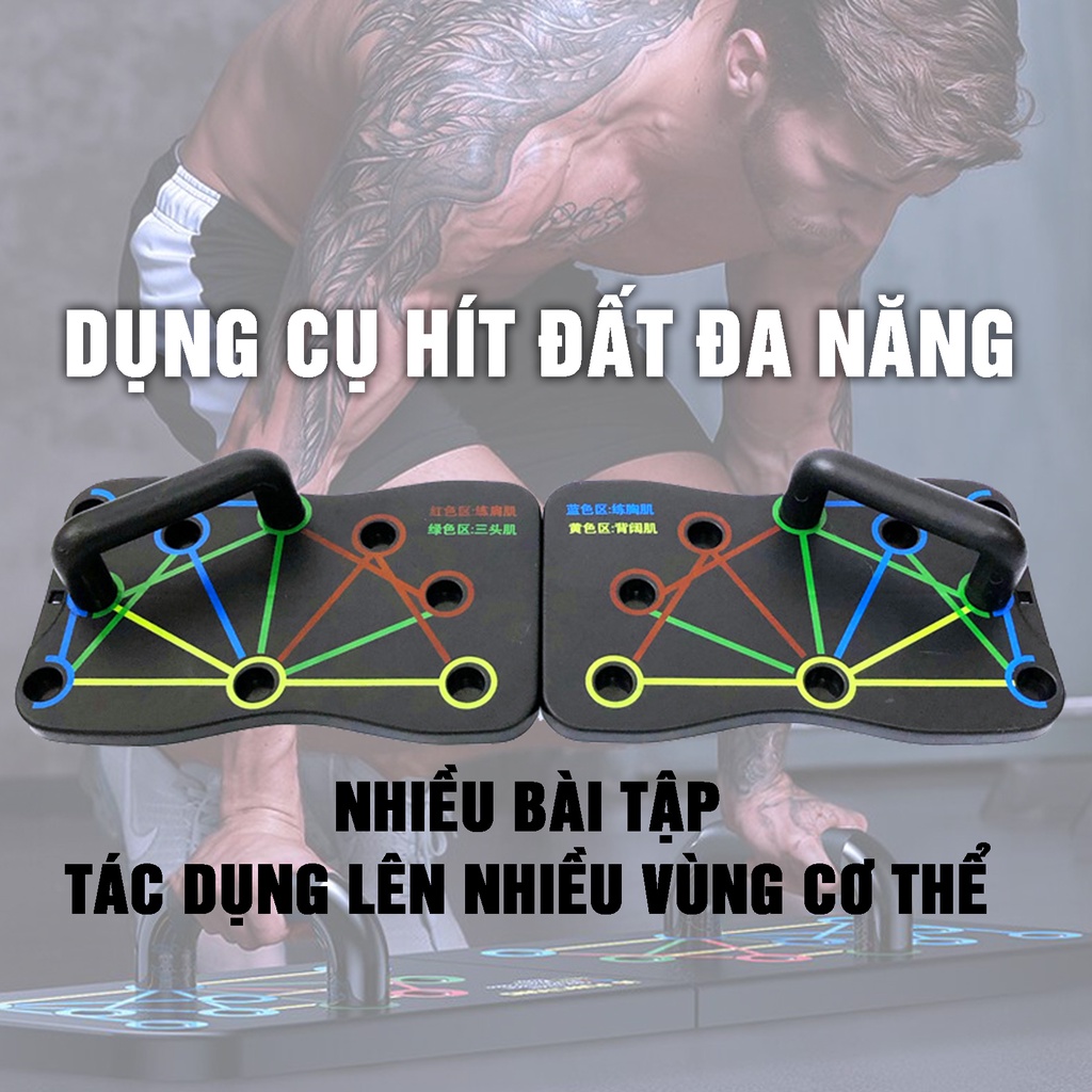 Dụng cụ tập hít đất chống đẩy đa năng , Tác dụng lên nhiều vùng thể -Bộ bàn khung tập chống đẩy gym tại nhà ngực tay vai