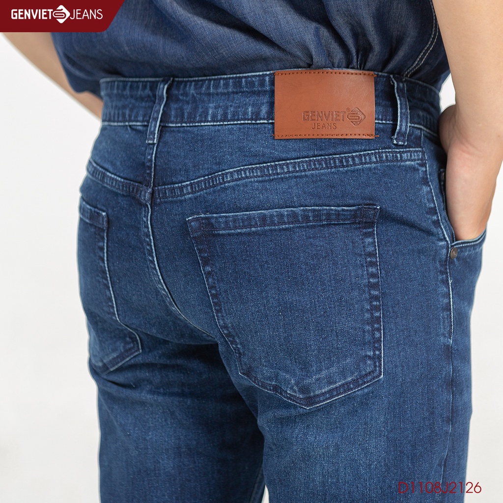 Quần Jeans Nam Genviet Trơn Chất Bò Mềm Cao Cấp Basic Dáng Đứng Không Phai D1108J2126