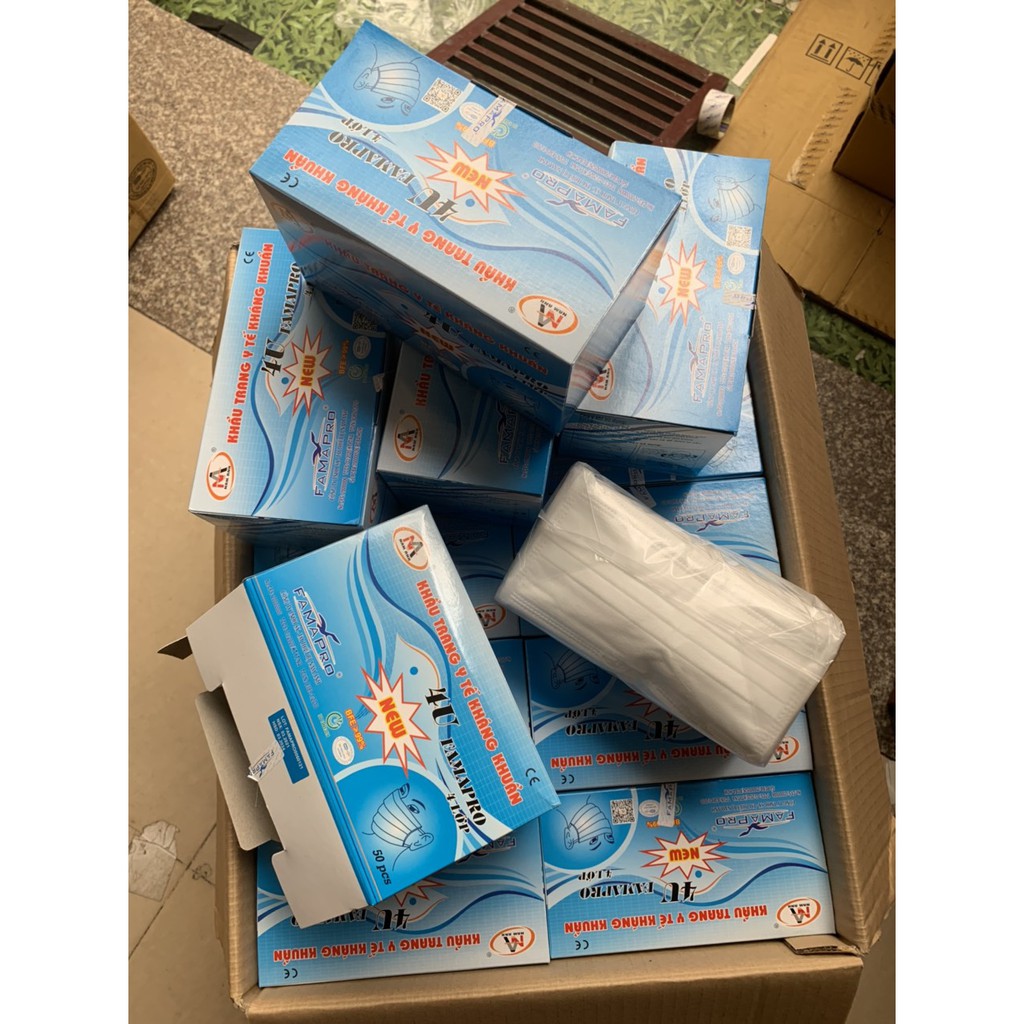 [Hàng cao cấp] Khẩu trang y tế Famapro 4U 4 lớp kháng khuẩn chống bụi 99%-50 cái/ hộp thuộc công ty Nam Anh | BigBuy360 - bigbuy360.vn