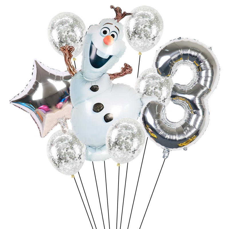 Set 8 Bong Bóng Kỹ Thuật Số 32 inch Hình Công Chúa Elsa Dễ Thương Dùng Trang Trí Sinh Nhật Cho Bé Gái