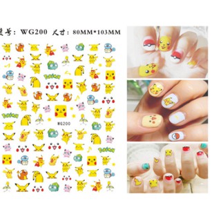 sticker dán móng tay hình pikachu