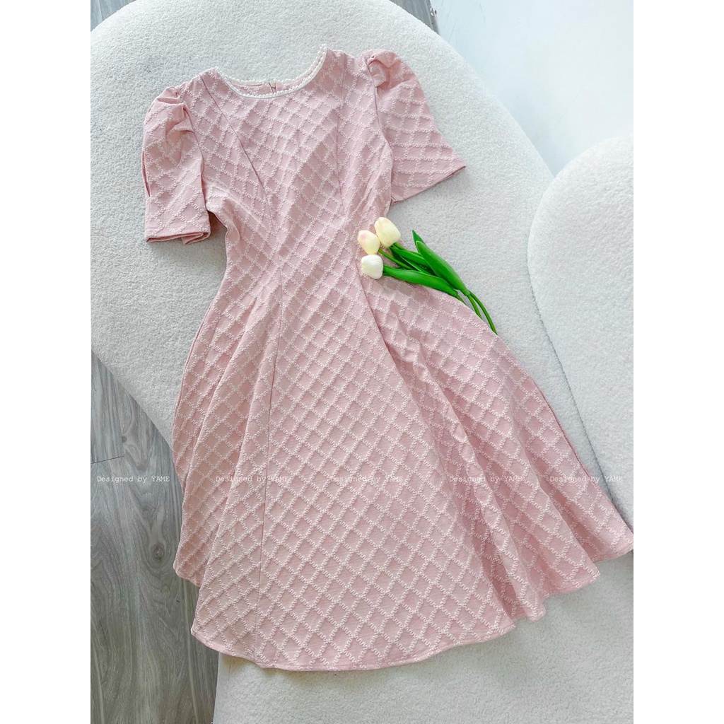 Váy tay bồng dáng dài cổ viền ngọc YV59 Yonsy Dress YAME