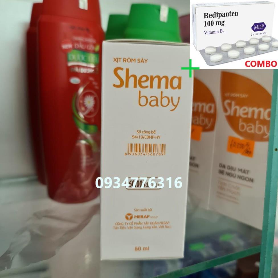Combo Bedipanten 100mg +  Xịt rôm sảy cho bé Shema baby