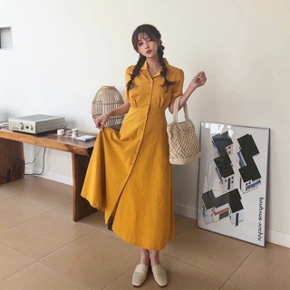 Đầm ulzzang tiểu thư vàng