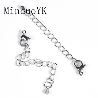 Set 10 chuỗi xích nối dài kèm khóa cài bằng inox làm đồ trang sức thủ công