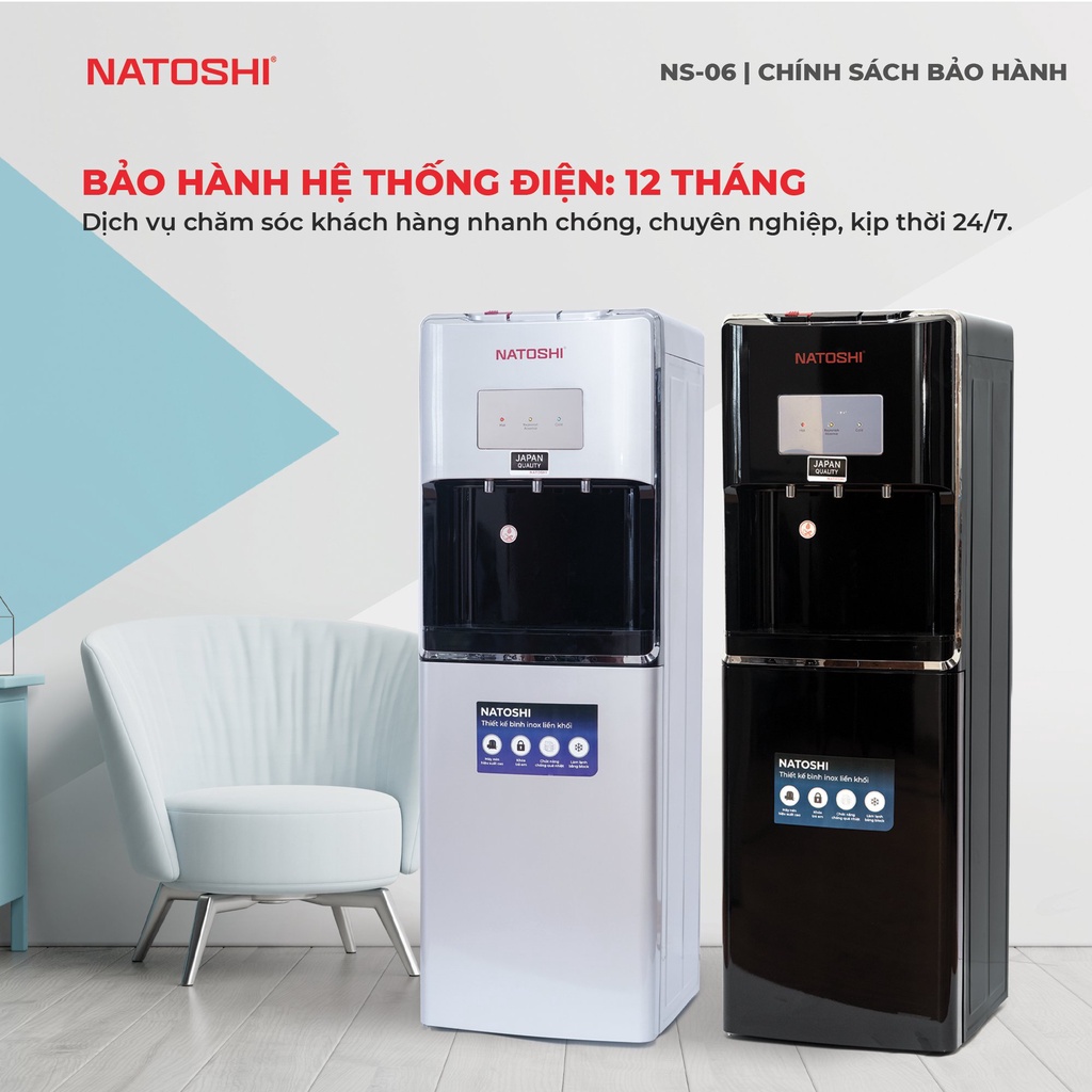 Cây Nước Nóng Lạnh Nhập Khẩu NATOSHI NS-06, Bình Lọc Tủ Máy Lọc Nước Nóng Lạnh Uống Công Nghệ Nhật Bản