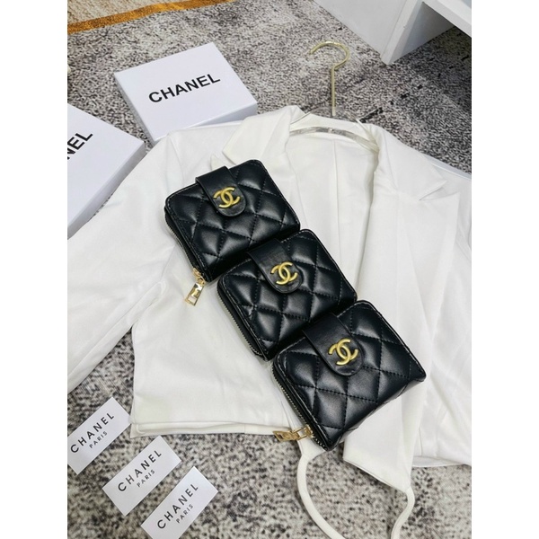 Ví Fullbox Chờ Leo Cầm Tay Nhỏ Gọn Tiện Lợi Màu Đen Chất Da Bóng Mềm
