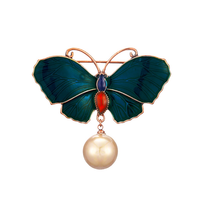 Ghim Cài Áo Hình Bươm Bướm Hoạt Hình Đính Ngọc Trai Thời Trang