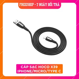 Cáp sạc hoco x39 sạc nhanh 2.4a dây bọc nylon chống gãy gập dây dài 1m / đầu lightning-micro