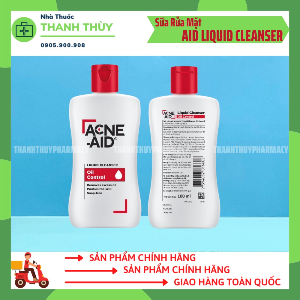 ACNE AID LIQUID CLEANSER [Chai 100ml] Sữa Rửa Mặt Giúp Làm Sạch Và Ngừa Mụn