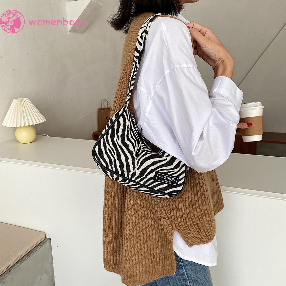 Túi xách tote đeo vai in họa tiết da báo / ngựa vằn phong cách retro | BigBuy360 - bigbuy360.vn