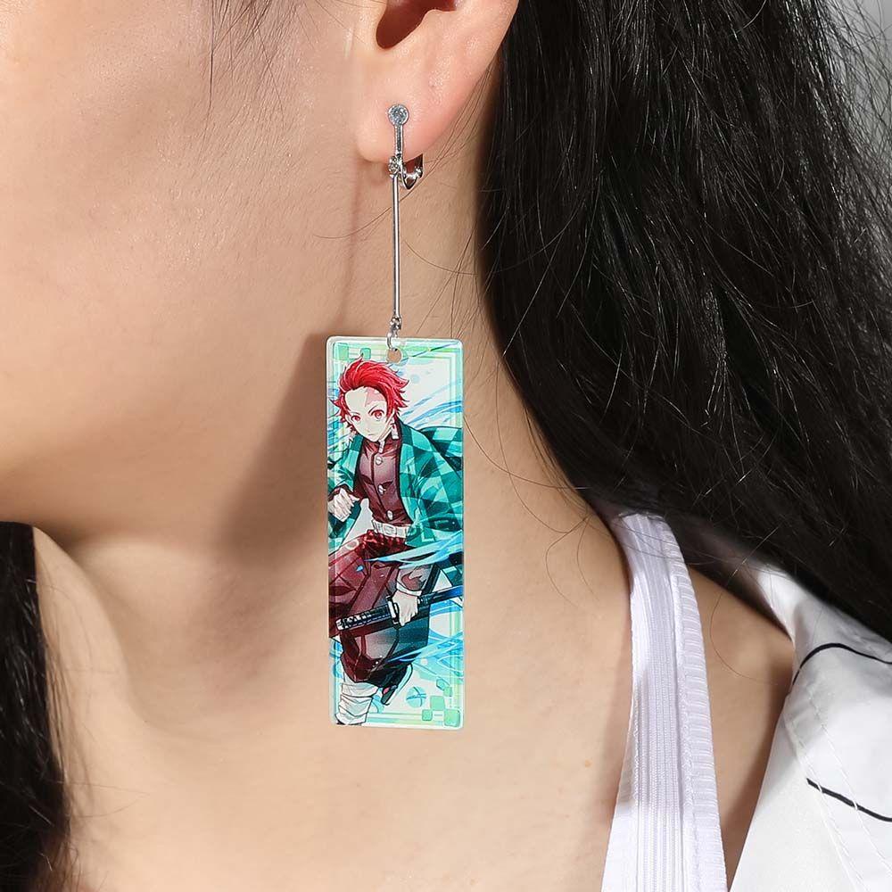 QQMALL Bông Tai Dáng Dài Họa Tiết Hoạt Hình Demon Slayer Độc Đáo Thời Trang Cho Nam Và Nữ