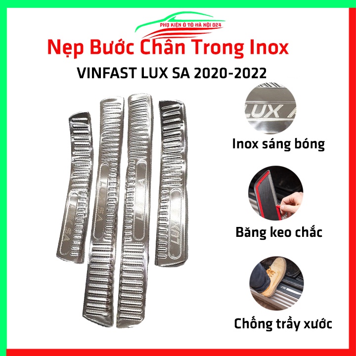 Bộ 4 Nẹp Bước Chân Trong Inox Vinfast Lux SA 2020-2021-2022