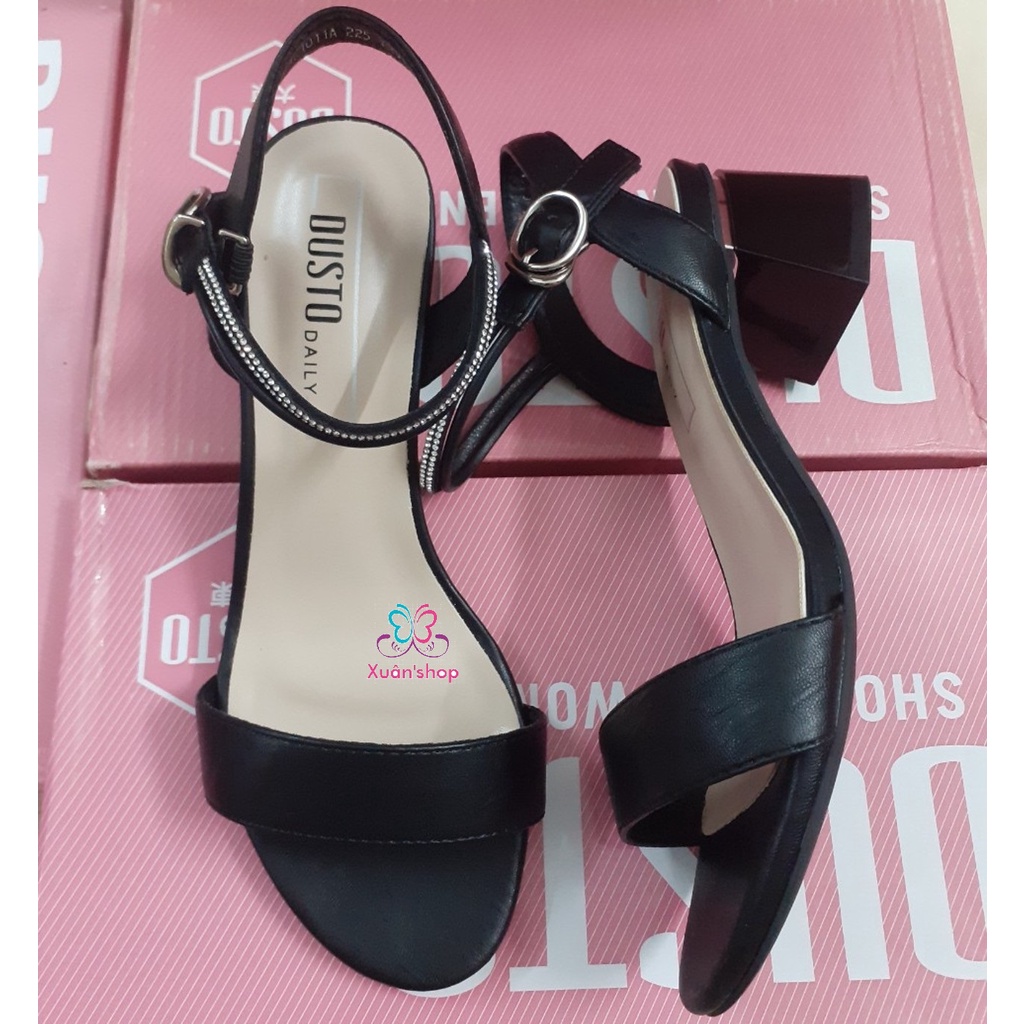 Sandal quai ngang Dusto, gót vuông cao 5cm (sẵn size 37, 38)
