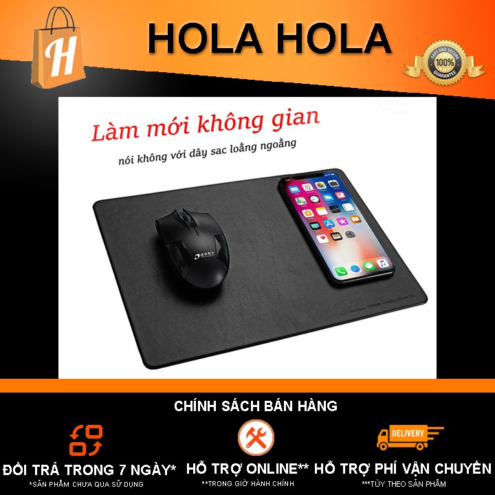 [Mã SKAMSALE03 giảm 10% đơn 200k] Đế lót chuột kiêm sạc không dây (Đen)