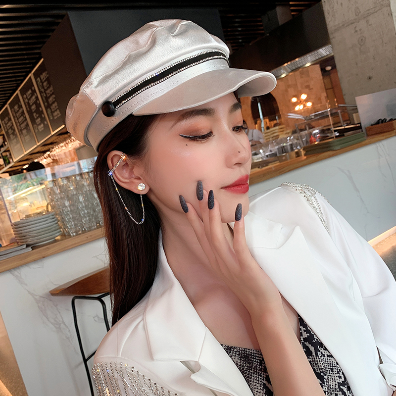 Bông Tai Dây Xích Bằng Bạc Đính Đá zircon Thời Trang Hàn Quốc Cho Nữ