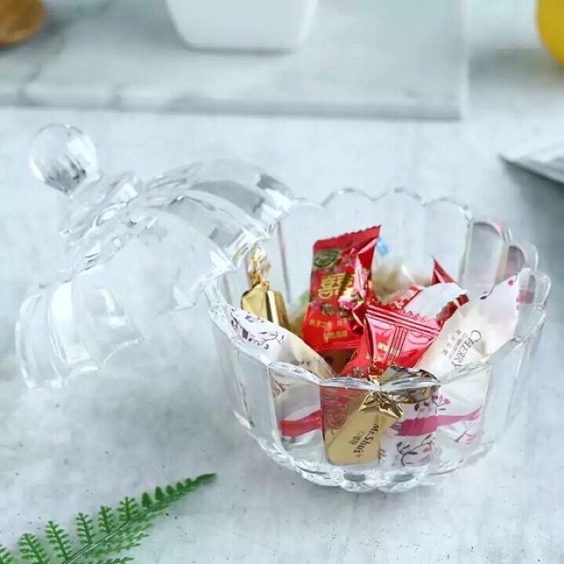 Thố Thuỷ Tinh Đựng Mứt  Hũ Thủy Tinh Đựng Hạt Dưa, Đựng Mứt Và Bánh Kẹo Tết Siêu Sang