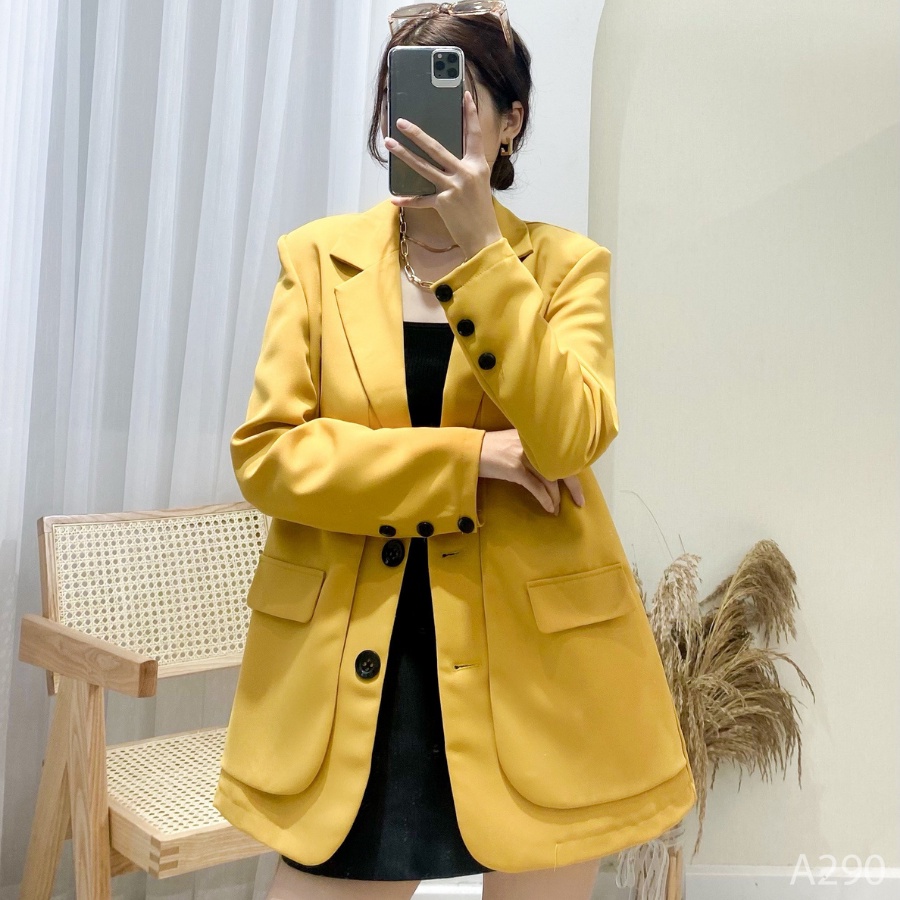 Áo Blazer Dáng Rộng Màu Trơn Cao Cấp 2 Vạt Sang Chảnh Áo 2 Lớp - Hàng Thiết Kế De Mila A77