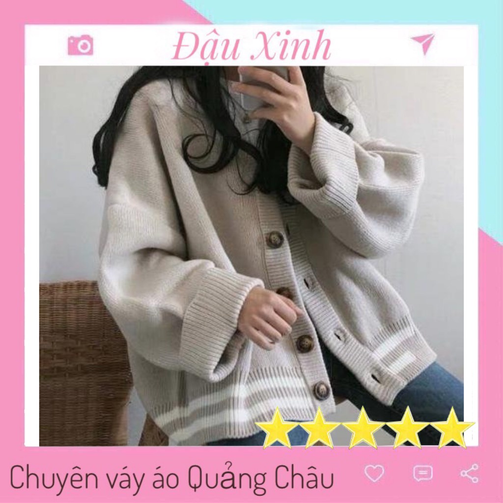 Áo khoác len cardigan nữ dáng rộng cổ chữ v ulzzang hàn quốc siêu xinh  - 051