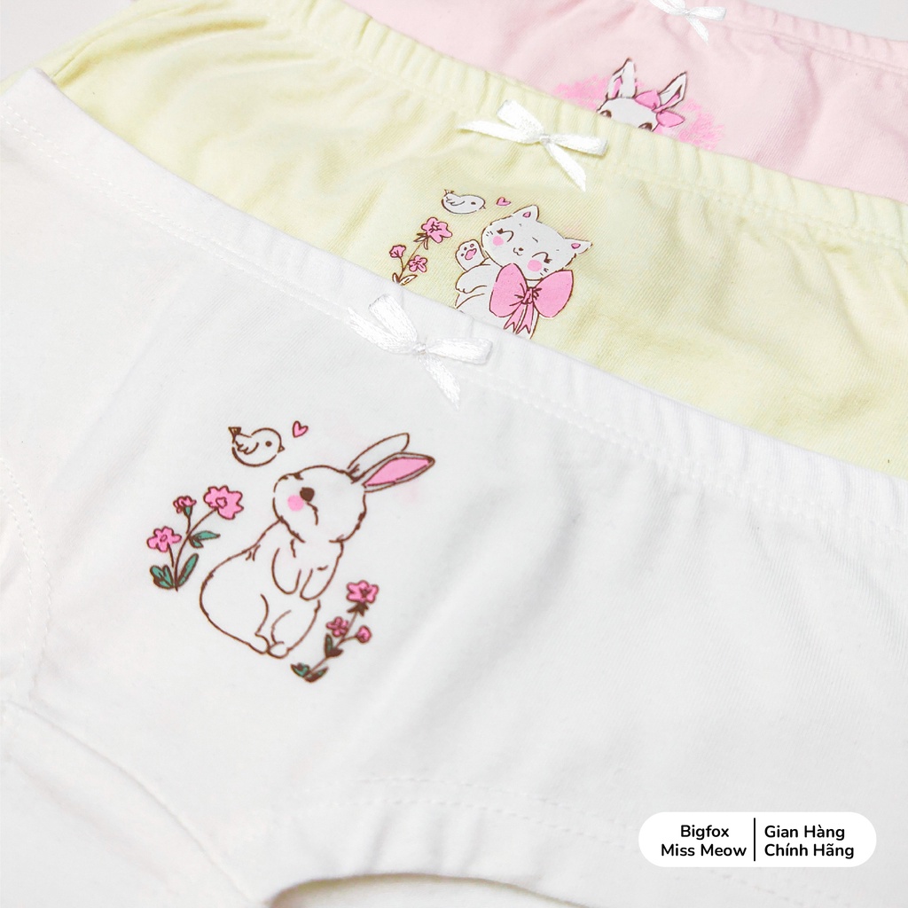 Set quần chip tam giác bé gái Bigfox - Miss Meow chất cotton cao cấp cho bé gái 10-36kg, size đại in thỏ xinh xắn