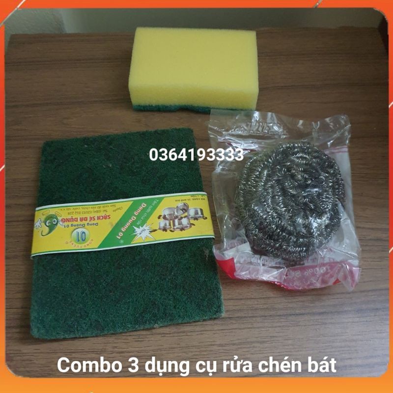 Combo 3 dụng cụ rửa chén bát