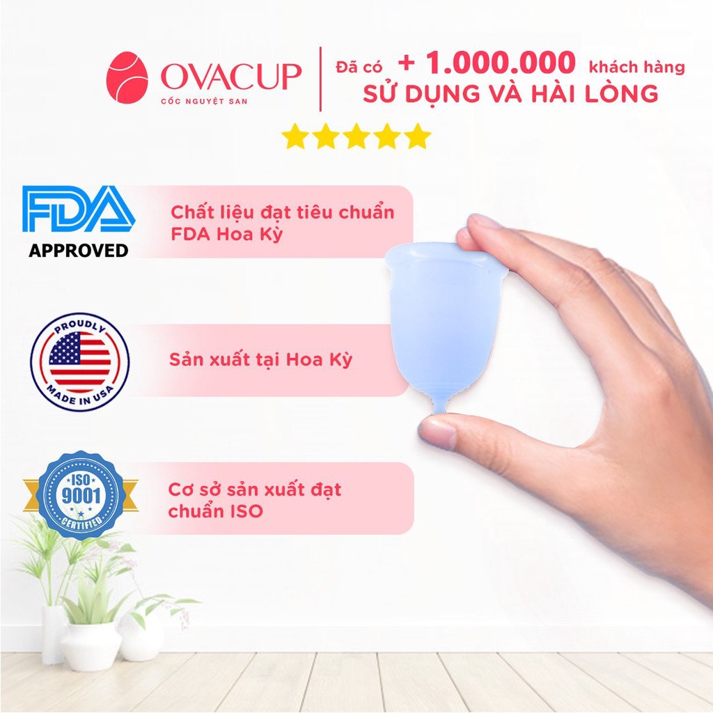 Combo Cốc nguyệt san Ovacup và bộ sản phẩm khử trùng Ovashell, silicone y tế siêu mềm, đạt chuẩn FDA Hoa Kỳ