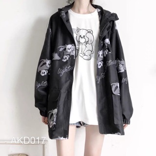 [Mã FASHIONGREEN194 giảm 10% tối đa 30K đơn từ 99K] AKD017 - ÁO KHOÁC DÙ IN HÌNH GẤU