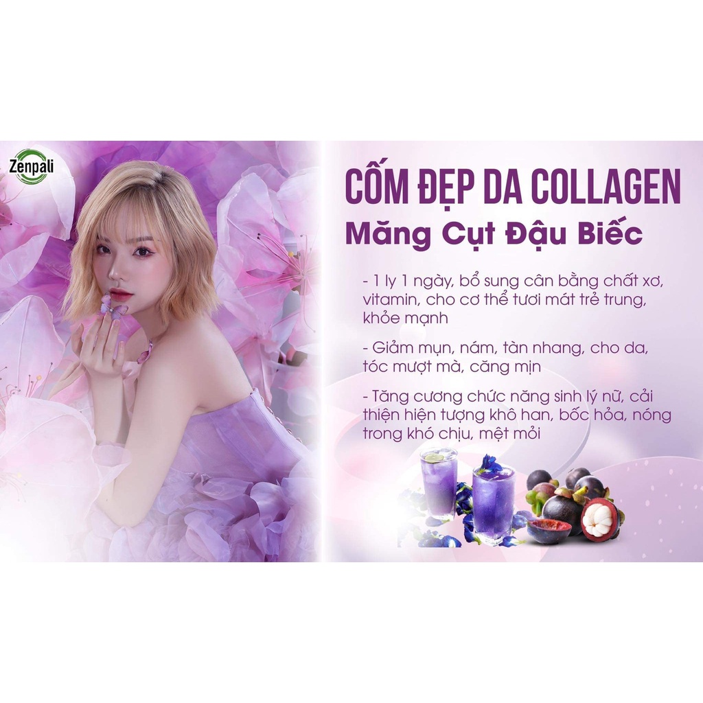 Collagen măng cụt đậu biếc hari store collagen Zenpali Chính Hãng Làm Đẹp Da Cân Bằng Nội Tiết Tố Nữ hộp 30 gói | BigBuy360 - bigbuy360.vn