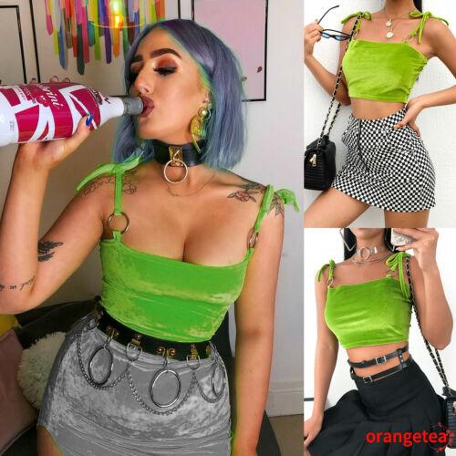 Áo croptop hai dây màu xanh quyến rũ thời trang cho nữ