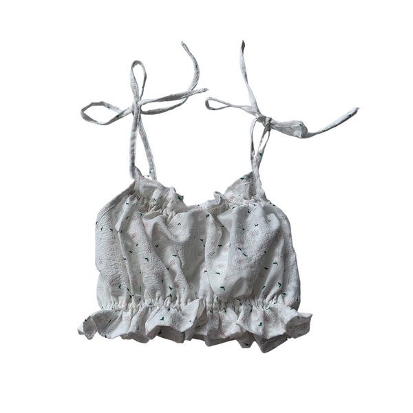 FLOWER TWO | Set áo hai dây cột nơ hoạ tiết hoa nhí