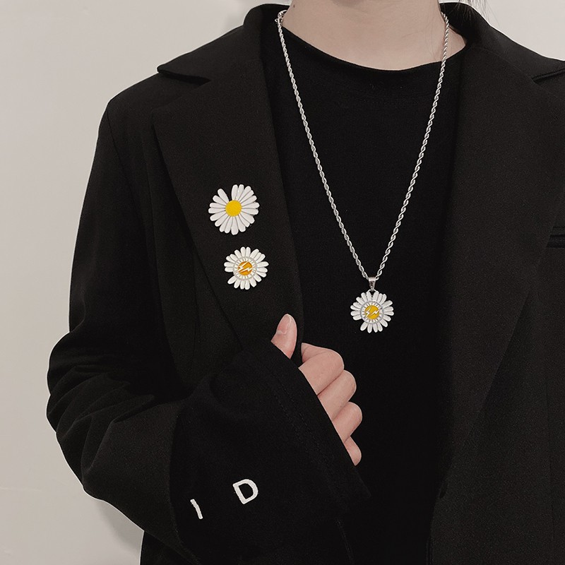 Vòng đeo cổ hình HOA CÚC GD- Dây chuyền vòng bi hợp kim unisex nam nữ đeo đôi phụ kiện trang sức thời trang