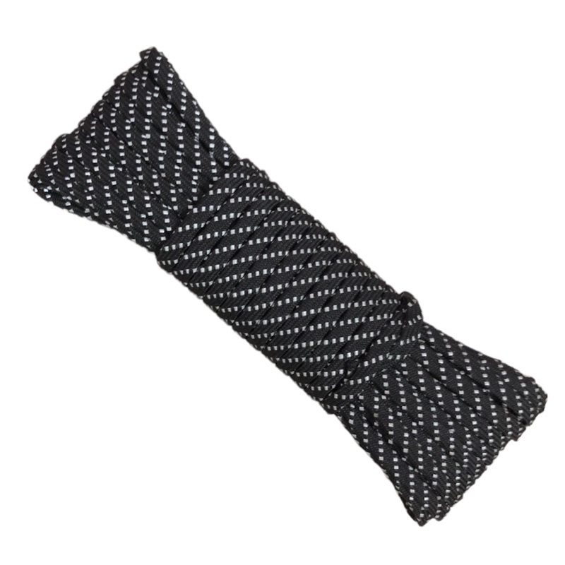 10 mét - Dây Dù 5mm dẹp dệt ống phối chấm phản quang chắc chắn dùng làm macrame, căng lều, trang trí