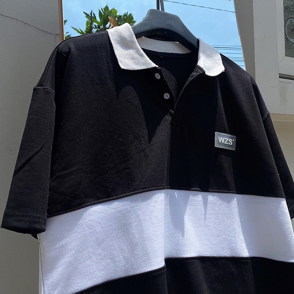 [ Ảnh Thật] Áo Polo nam nữ- áo cổ trụ form rộng unisex nam nữ logo WZS