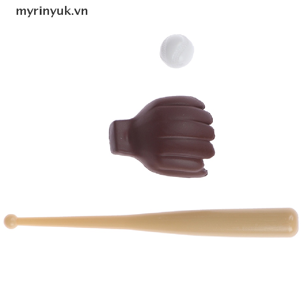 Bộ bóng chày và găng tay mini tỉ lệ 1/12 trang trí nhà búp bê